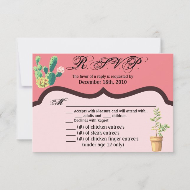 Convites 5x3.5 R.S.V.P. Placa Bohemian Cactus Succulents De (Frente)