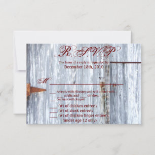 Convites 5x3,5 R.S.V.P. Placa XMAS White Wash Wood Barn Doc