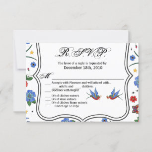 Convites 5x3,5 R.S.V.P. Poupança De Pássaro Tradicional D