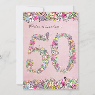 Convites 5x7 50th Festa de aniversário Primavera Blooms Mod