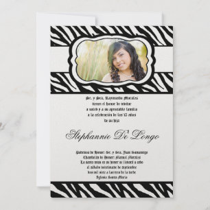 Convites 5x7 Blac Zebra Impressão Patter Quinceanera Convi