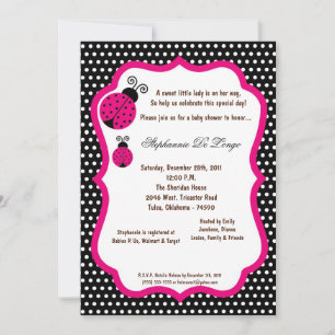 Convites 5x7 Black Lady Bug Baby Shower Invitation
