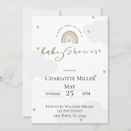 Convites 5x7 Boho Rainbow Baby Shower Invitation