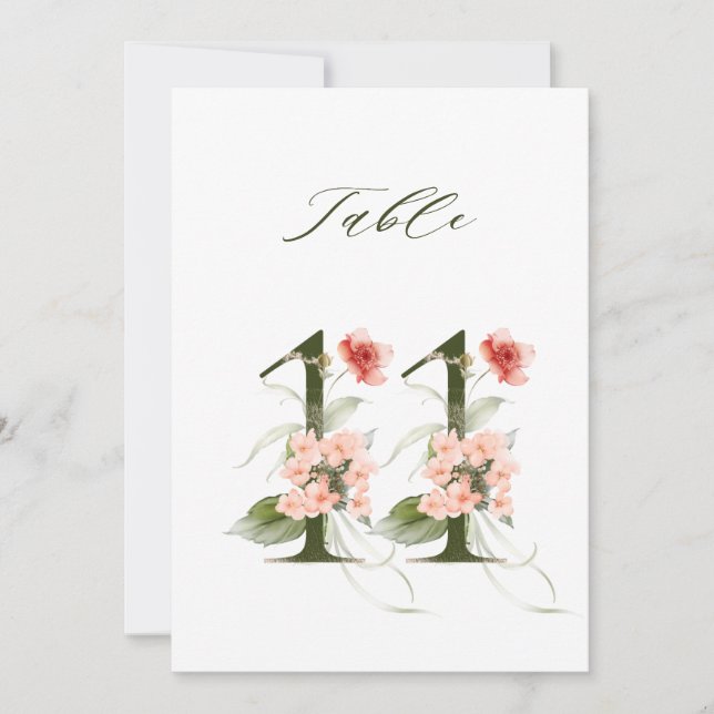 Convites 5x7 Botanical Floral Number 11, Table Number (Frente)