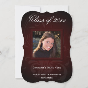 Convites 5x7 Burgundy Elegance Graduation Announcement