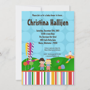 Convites 5x7 Candy Land Ice Cream Baby Shower Invitation