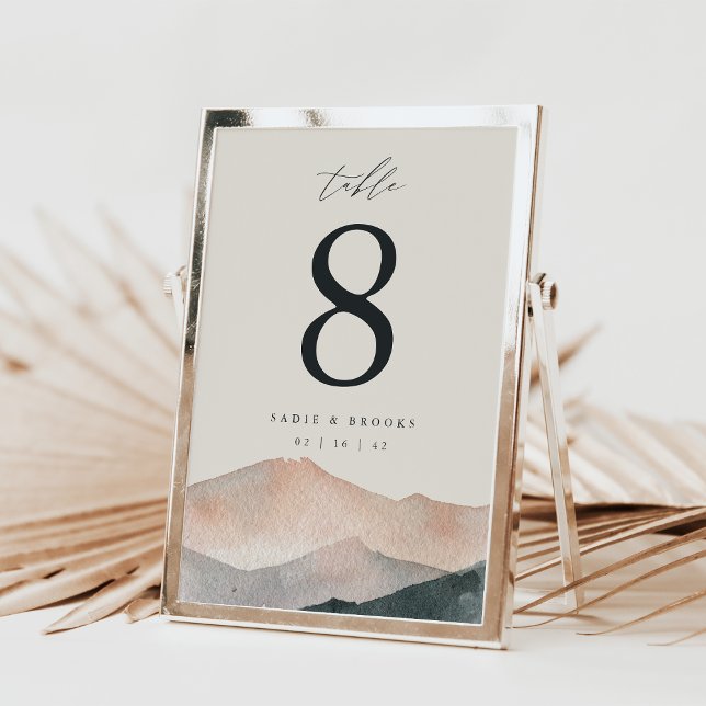Convites 5x7" Desert Mountain Sunset Table Number Card (Criador carregado)