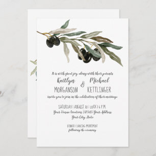 Convites 5x7 Folha De Azeite Moderna E Folha De Água Tipogr