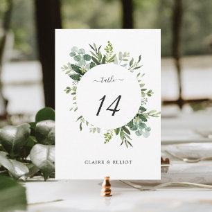 Convites 5x7 Núm. de Casamento de Folhagem Verde Eucalyptu