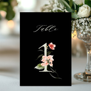Convites 5x7 Número Botânico Floral 1, Número de Mesa Preto