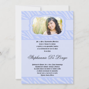 Convites 5x7 Padrão de Impressão de Zebra Azul Quinceanera 