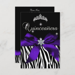 Convites 5x7 Quinceanera Puro Zebra Preta Branca
