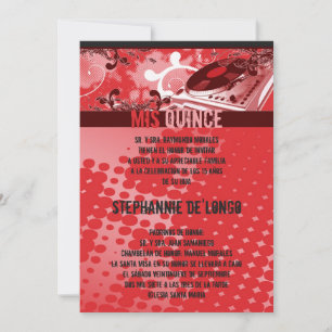 Convites 5x7 Red DJ Spin Turntable Quinceanera Invitation