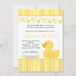 Convites 5x7 Yellow Rubber Ducky Baby Shower Invitation