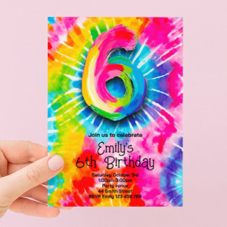 Convites 6º Aniversário Tie Dye