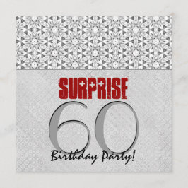 Convites 60ª Cinza Surpresa de Prata de Aniversário Vermelh
