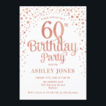 Convites 60ª Festa de aniversário - Branco e Rosa Dourado<br><div class="desc">60º Convite de aniversário. Design elegante em ouro branco,  cor-de-rosa e brilhante rosa. Possui fonte de script na moda e confetti. Envie-me uma mensagem se precisar de idade personalizada.</div>