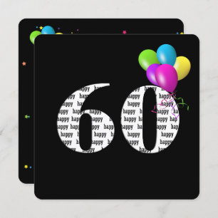 Convites 60ª Festa de aniversário com grupo de balão