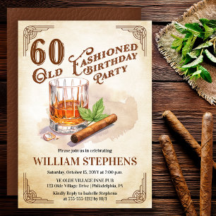 Convites 60ª Festa de Aniversário com Whisky e Charuto ao E