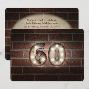 Convites 60ª Festa de aniversário-letreiro acendido