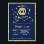 Convites 60ª Festa de aniversário - Marinho Dourado QUALQUE<br><div class="desc">60º Convite de aniversário em ouro falso brilhante e marinho azul. Até 60 anos! Envie-nos uma mensagem se precisar de mais personalização.</div>