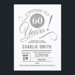 Convites 60ª Festa de aniversário - Prateado branco<br><div class="desc">60º Convite de aniversário em Silver e White. Até 60 anos! Pode ser personalizado em qualquer idade. Envie-me uma mensagem se precisar de mais personalização.</div>