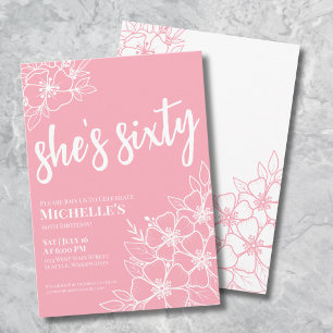 Convites 60ª Festa de aniversário rosa