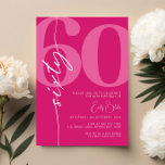 Convites 60ª Festa de aniversário rosa moderna<br><div class="desc">Este convite de festas de aniversário de 30 anos de tipografia minimalista é perfeito para uma festa de aniversário moderna. O design simples apresenta uma fonte branca clássica sobre fundo cor-de-rosa. Personalizável em qualquer cor. Mantenha o design mínimo e elegante, como está, ou personalize-o adicionando seus próprios gráficos e trabalhos...</div>