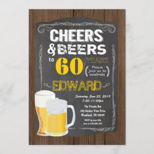 Convites 60ª festa de aniversário. Saúde a 60 anos de cerve