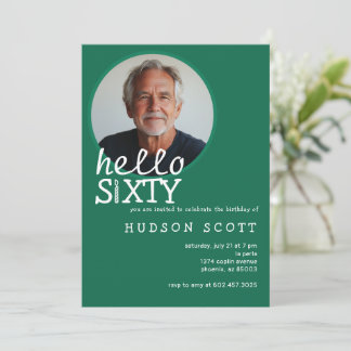 Convites 60ª Foto Festa de aniversário 60 Verde moderno