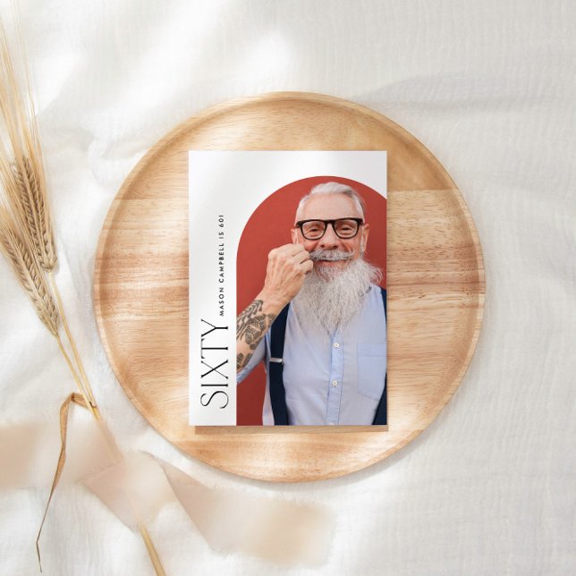 Convites 60ª fotografia de arco simples festa de aniversári (Criador carregado)