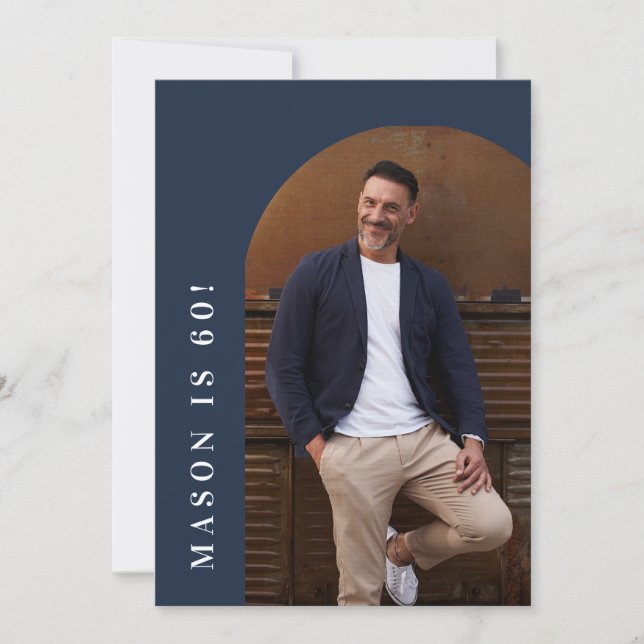 Convites 60ª fotografia de arco simples festa de aniversári (Frente)