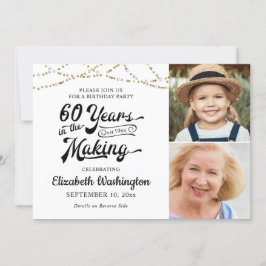 Convites 60º aniversário 60 ANOS NO FAZER Negro Dourado