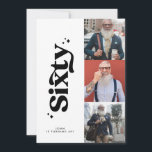 Convites 60º Aniversário convida uma fotografia simples e m<br><div class="desc">60º Aniversário convida o moderno e mínimo design de multifotografia a preto e branco.</div>