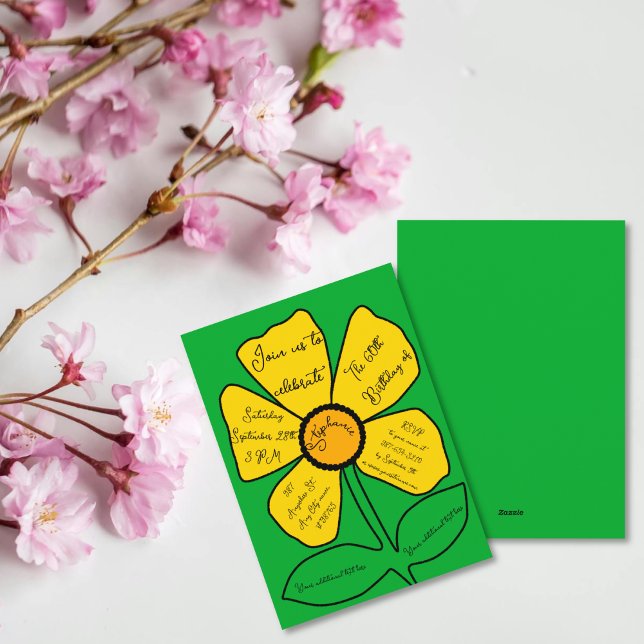 Convites 60º aniversário da Dourada flor de rabo (Criador carregado)