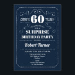 Convites 60º aniversário da Surpresa - Marinho Azul<br><div class="desc">Surpresa 60º Aniversário Convite Elegante marinho azul e branco. Até 60 anos! Pode ser personalizado para mostrar qualquer idade!</div>