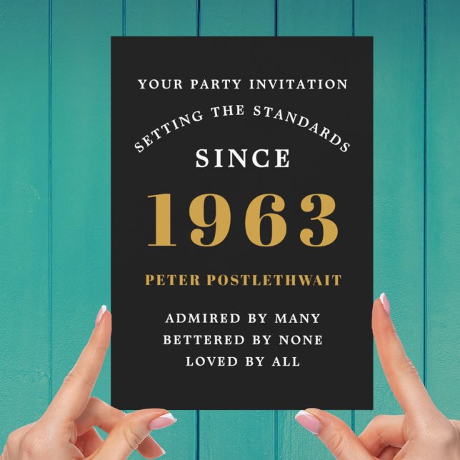 Convites 60º Aniversário de 1963 Ano de Adição Dourada Pret (Criador carregado)