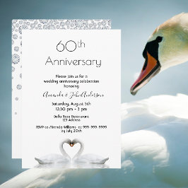 Convites 60º aniversário de casamento diamante dois cisnes 