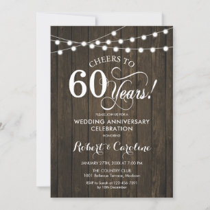 Convites 60º Aniversário de Casamento - Madeira Rústica