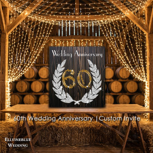 Convites 60º Aniversário de Casamento Madeira Rústica & D
