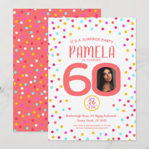 Convites 60º aniversário de confetti personalizado de fot