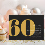 Convites 60º aniversário de Script Dourado e Preto Moderno<br><div class="desc">Diversão moderna,  Dourada e Escrita Negra 60º Convite de Aniversário Seus convidados saberão que esta será uma festa especial apenas olhando para este convite!</div>