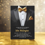 Convites 60º aniversário de Tuxedo, preto e Dourado<br><div class="desc">Comemore em estilo com este Convite de Aniversário de Tuxedo, Preto e Dourado, exuando elegância e sofisticação. O fundo preto elegante e os sotaques dourados que brilham dão o tom para um caso luxuoso, perfeito para uma celebração de marco. Com seu refinado design, inspirado em tuxedo, esse convite capta a...</div>