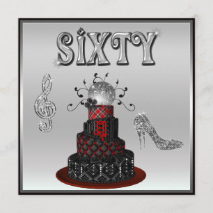 Convites 60º aniversário Disco Diva Cake Sparkle High Hee