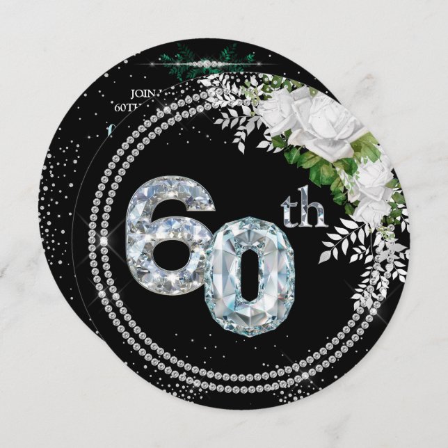 Convites 60º aniversário do Casamento Diamond (Frente/Verso)