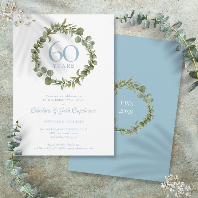 Convites 60º Aniversário do Casamento Diamond Woodland Garl (60th Diamond Wedding Anniversary Woodland Garland Invitation)