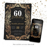 Convites 60º aniversário do Dourado Boho Negro Glamoroso El<br><div class="desc">60º aniversário do Dourado Boho Negro Glamoroso Convite Elegante. Elevem a sua celebração de aniversário marco com nosso design de convite, onde Dourado e Negro se fundem sem interrupção para criar uma obra-prima Glamorous e Vintage. Infundido com o charme Boho, este convite define a palco de uma família inesquecível que...</div>