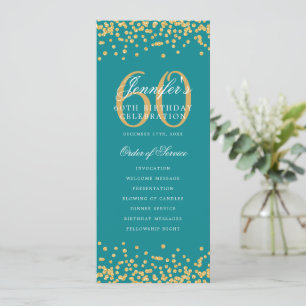 Convites 60º aniversário do Dourado Confetti Menu Teal
