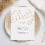 Convites 60º aniversário do Dourado Elegante moderno<br><div class="desc">Crie seus próprios 60º convites de festas de aniversários personalizados com tipografia de script minimalista em cor dourada.</div>