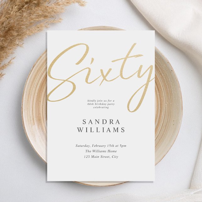Convites 60º aniversário do Dourado Elegante moderno (Criador carregado)